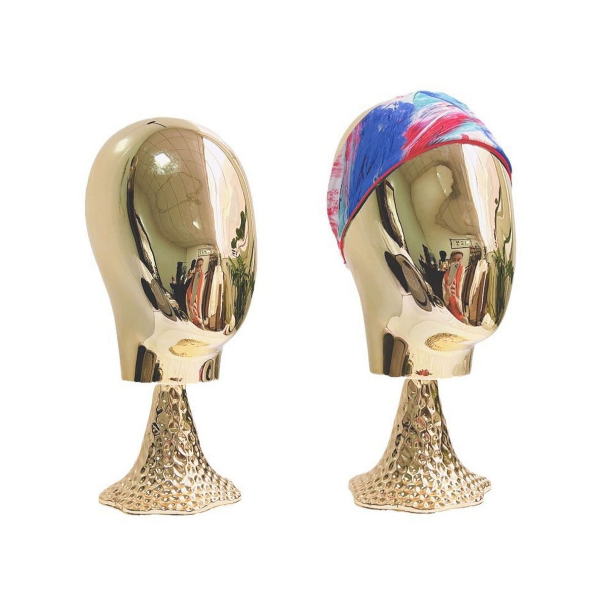 Gold Electroplated Head Model Display Stand for Headwear and Wigs