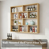 Wall Mounted Beverage Rack Space Saving Modern Wall Organizer Easy Installation Multi-Compartment Wall-Mounted Shelf for Homeowners, Restaurant, Cafe