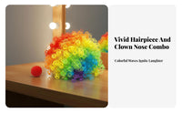 Red Sponge Nose Bright Hues Clown Nose Prop Curly Clown Hairpiece Colorful Design Curly Afro Hairpiece Soft Ringlets for Adults