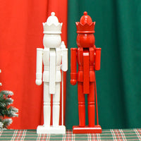 38cm Minimalist Solid Wood King Nutcracker Christmas Decoration