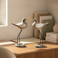 2 Pieces Bird Figurine with Base Nature-Inspired Sculpture Earthy for Tabletop