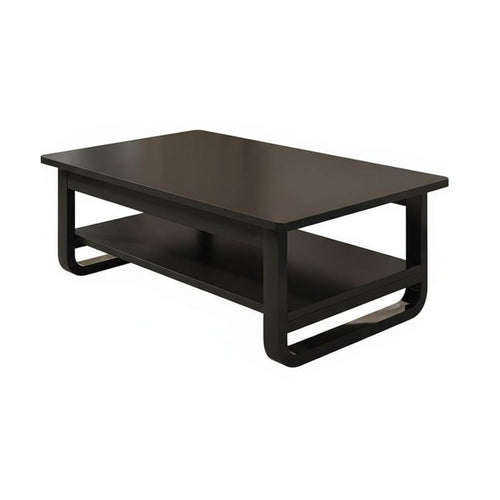 Rectangular Wood Coffee Table Wide Tabletop Coffee Table with Storage Shelf Heavy Duty Living Room Furniture for Small Apartment Dwellers, Office