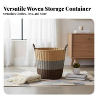 Lidded Woven Basket adaptable Laundry Hamper Breathable Design for Bathroom