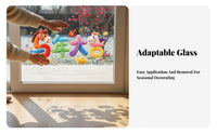 Cute Pony Glass Stickers, 5D Static Clings, Horse Year, Holiday Glass Decor