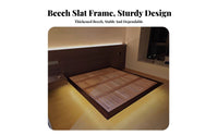 Nordic Inspired Headboardless Floating Bed Slatted Base Illuminated Floating Frame Minimalist design Bedroom Furniture Low silhouette for Small Space Dwellers, partners, Design aficionados, Apartment Living, Guest Room