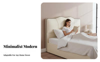 Creamy design Upholstered Floor-Standing Backboard Slim silhouette Headboard Soft Upholstery Bed Backrest Minimalist Design for Parents, Homeowners, Renters, Apartment, Guest Room