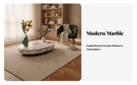Luxury Feel Oval Table with Block Legs Modern Design Household Furniture Minimalist aesthetic Statement Piece for Homeowners, Interior Decorators, Renters, Living Room, Home, Lounge Area, Office Reception