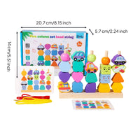 Educational Wooden Sorting and Lacing Toy Fine Motor Matching Shape Stacker Geometric Shape Sorter with Cards Multifunctional for Toddlers, Preschoolers, Playroom, Homeschool, Classroom