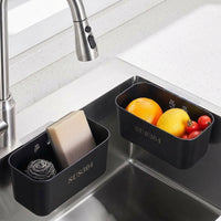 Kitchen Sink Drain Basket, Fixed Stainless Metal Rectangular Sink Strainer, Modern Vegetable Washing Basket and Sponge Holder Organiser