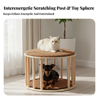 Multi-Functional Slatted Feline Condo Stool Multifunctional Design Pet Furniture Space-Saving Footstool Cozy Hideaway for Felines, Small Dogs, Apartment Dwellers, Entryway, Living Room, Bedroom, Balcony