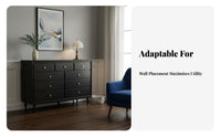 Black Finish 9-Drawer tall chest of drawers hardwood Wood Construction Tall Narrow Drawer Unit Space-Saving Chest of Drawers Large Storage Capacity for Apartment Dwellers, Office Workers, Living Room, Small Spaces, Hallway, Entryway