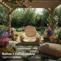 Low-Outsideside Line Woven Chair Minimalist Design Woven Contoured Armchair Weather-Resistant Breathable Weave for Garden, Patio