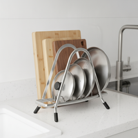 Extra Thick Stainless Steel Pot Lid and Cutting Board Holder for Kitchen Countertop