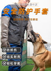 [开票]牛皮手套防抓咬伤养宠物防护防猫狗咬训犬加厚防割防咬手套