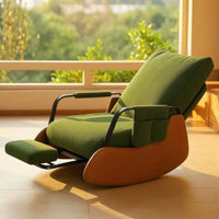 High-Back Rocking Lounge Chair with Leg Rest Corduroy Rocking Lounge Chair with Footrest Foldable Reclining Rocker with Footrest Sturdy for Balcony