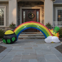Giant Inflatable Arch with Leprechaun Outdoor Inflatable Rainbow Arch Inflatable Rainbow Archway Lighted for Homeowners, Garden