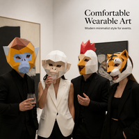 Geometric Animal Head Mask Papercraft Kit for Parties and Cosplay