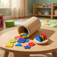 Shape Sorting Cylinder Montessori Wooden Shape Sorter Educational for Young Children, Preschoolers, Home, Preschool, Tabletop