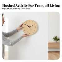 10 Inch Wood Grain Clock Non-Ticking Nordic Design Silent Clock Easy for Living Room, Bedroom, Kitchen