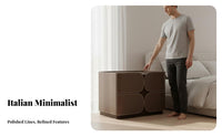 Fully Assembled Modern Minimalist Nightstand No Assembly Required Leather Accent Bedside Table Soft-Close Drawers Modern 2-Drawer Nightstand Handleless Design for Homeowners, Apartment Dwellers, Interior Designers, Hotel Room, Dormitory, Not on Ice