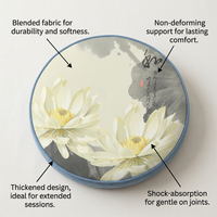 Zafu Meditation Cushion for Floor, Round Pad with Lotus Pattern, Thick Padded Pillow for Prayer and Meditators, 23.6 Inch