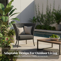 3 Pieces 3-Piece Woven Seating set sun-resistant 3 Piece Patio Seating Group Padded pads Ergonomic Design for Hotel Owners