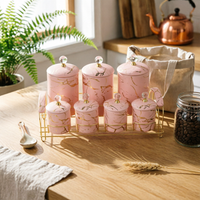 7 Pieces Kitchen Canister Set Easy to Clean Sealed Storage Canisters Glossy Finish Ceramic Canister