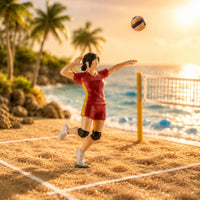 Jumping Volleyball Miniature Hand-Painted Novelty Decor Cute for Model Display