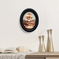 Wooden Oval Picture Frame with Landscape Design for Commercial Spaces