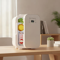 Portable Mini Refrigerator with Digital Display Compact 10L Mini Fridge Low-Silhouette Drink Fridge with Digital Display Transparent for Renters, Bedroom, Car
