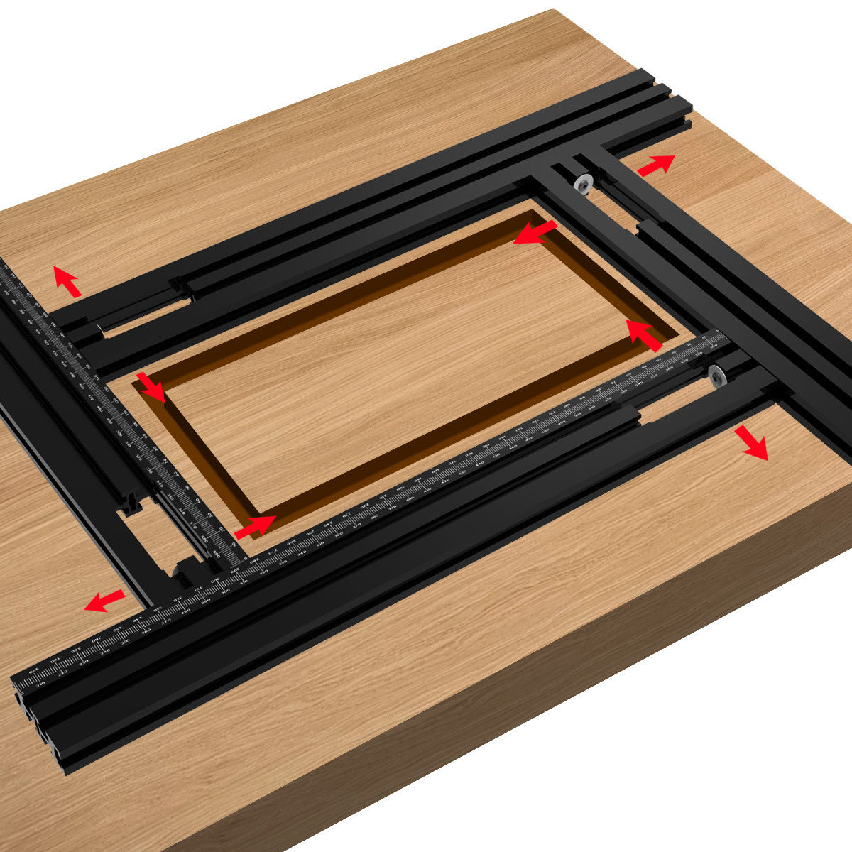 Adjustable Router Guide Rail with Backing Support for Woodworking