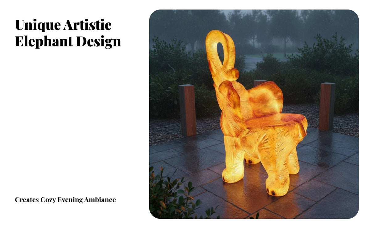 Waterproof Illuminate Ing Elephant Statue Long-Lasting Fiberglass Elephant Bench Non-Fading Light-up Creature Stool Sun-Proof for Children, Park Visitors, Property Owners, Scenic Area, Commercial Plaza, Zoo