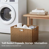 Narrow Laundry Bin Waterresistant Narrow Woven Bin Space-Saving for Students