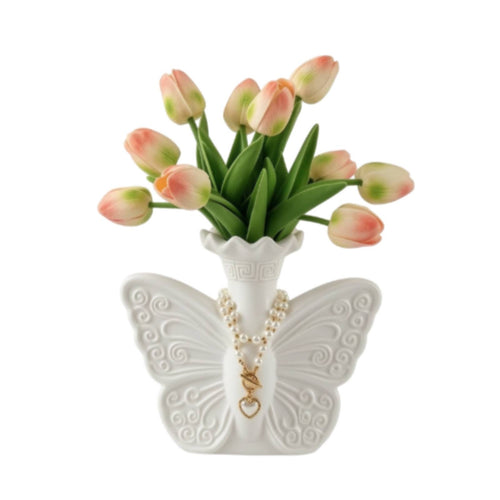 Butterfly Vase Lightweight Vase with Pearl Necklace Aesthetic for Entryway