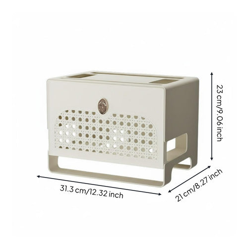 WiFi Router Storage Box Multi-Functional Design Set-Top Box Organizer Rack Breathable Heat Dissipation Desktop Power Strip Hider for Office
