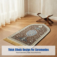 Ethnic Geometric Prayer Mat, Thick Flannel Carpet, Islamic Decor, Home, Bedroom, Office
