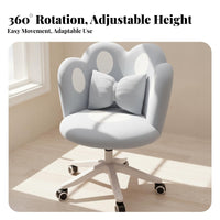 Upholstered Rolling Chair Ergonomic Backrest for Bedroom, Dorm Room, Students