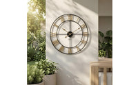 Non-Ticking Roman Numeral Wall Clock Black Metal Wall Clock Minimalist Modern Vintage for Homeowners, Living Room, Study, Entryway