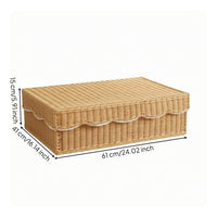 Rattan Storage Box Woven Lidded Storage Basket Finish Home Organizer