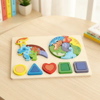 Wooden Puzzle Early Learning Shape Matching Board Wooden Toy with Geometric Pieces Educational Fine Motor Skills for Toddlers