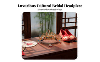 Ancient Design Hair Crown and Hairpin Set Gold-Plated Chinese Bridal Headdress Set Traditional Chinese Attire Tassel Hair