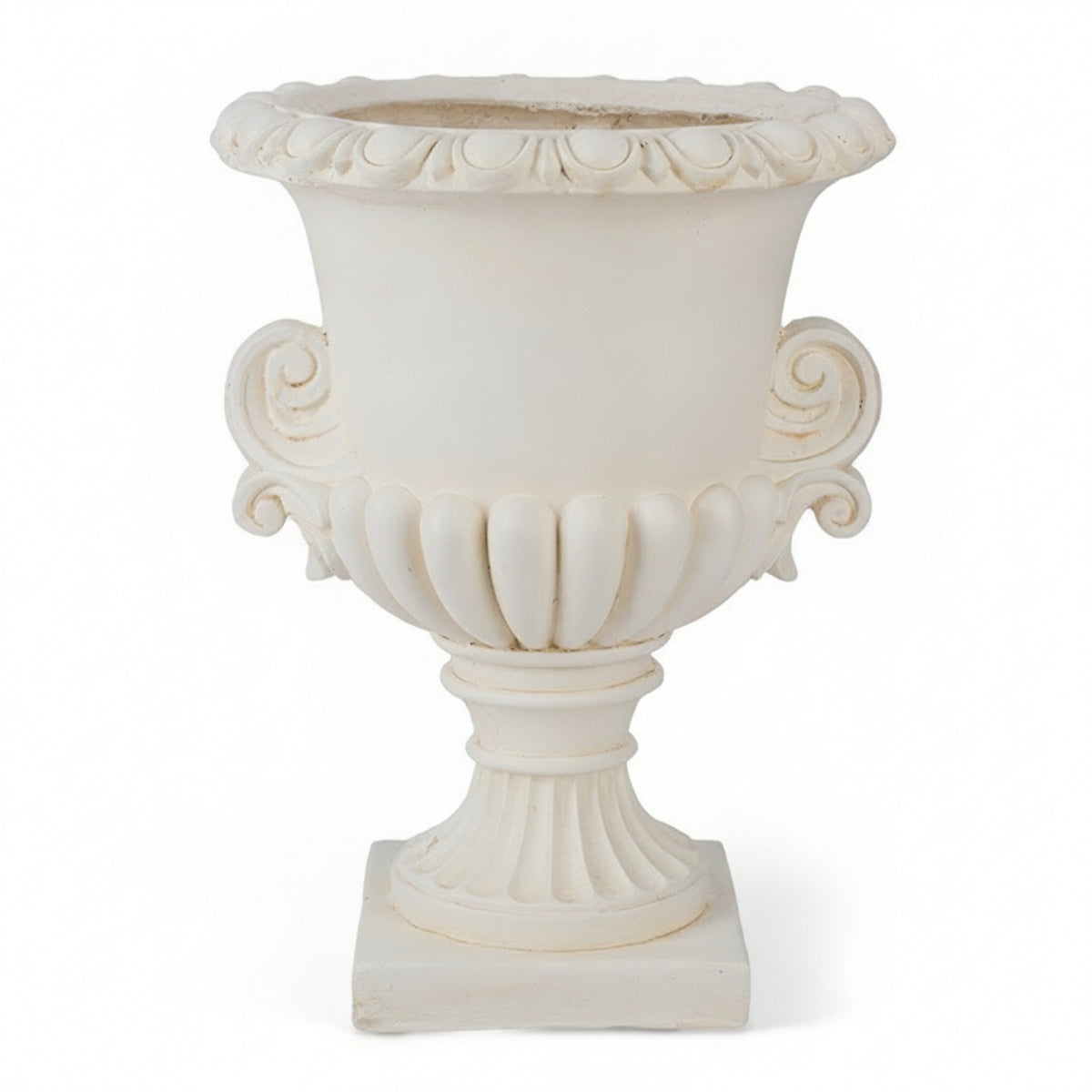 Flower Pot Scroll Handles Resin Urn Planter Pedestal Urn Planter Distressed Finish for Outdoor Display