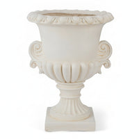Flower Pot Scroll Handles Resin Urn Planter Pedestal Urn Planter Distressed Finish for Outdoor Display