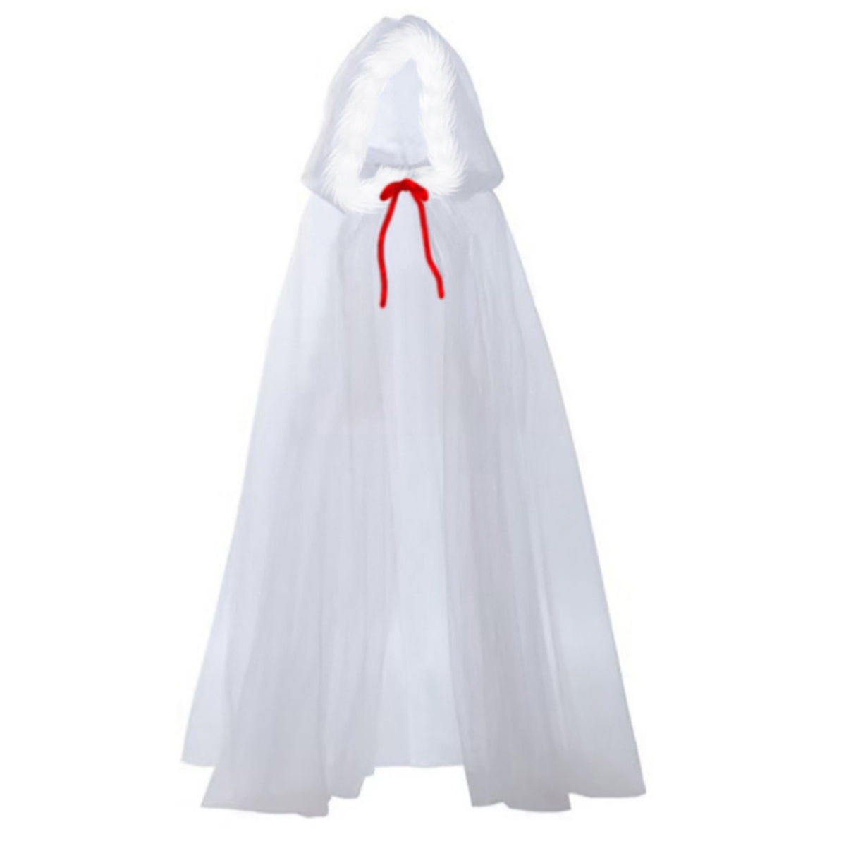 Mesh Cape with Hood Translucent Transparent Cloak Draped Cloak with Tie Closure for Stage Performances