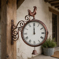 Wrought Iron Hanging Timepiece Rustic Home Decor Quiet Non-Ticking