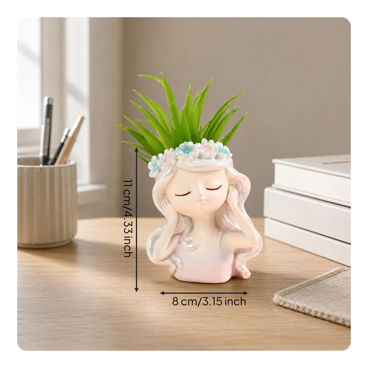 Girl Face Planter Creative Design Flower Pot Easy to Decorate for Bedroom