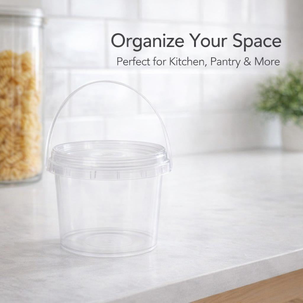 Bucket Lid Carry Handle Storage Container, Transparent Storage Bucket Lid, Handle Storage Unit Container Bin, Kitchen Organizer Home Organization