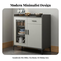 Multi-Functional Sideboard Cabinet Versatile Standing Tea Bar Cabinet Built-in Water Station Glass Door Sideboard for Office Workers, Homeowners