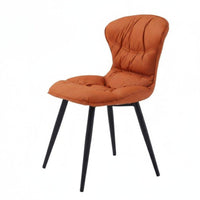 Upholstered Armless Seat Modern Design Pleated Back Side Chair Sturdy Metal Legs