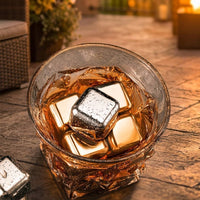 Home Bar Stainless Steel Whisky Stones for Modern Style, Chilling Steel Ice Gift for Him, Food Grade Bar Accessories, Set of 2